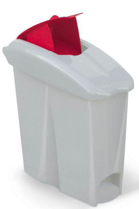 CONTENITORE IGIENICO FEMMINILE CON PEDALE LT. 17 BIANCO/ROSSO